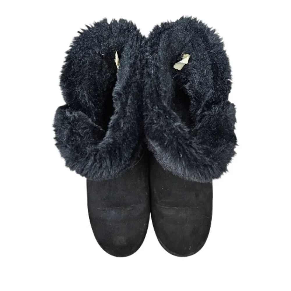 Juicy Couture King 2 Faux Suede Cozy Warn Slip On Black Winter Ankle Boots